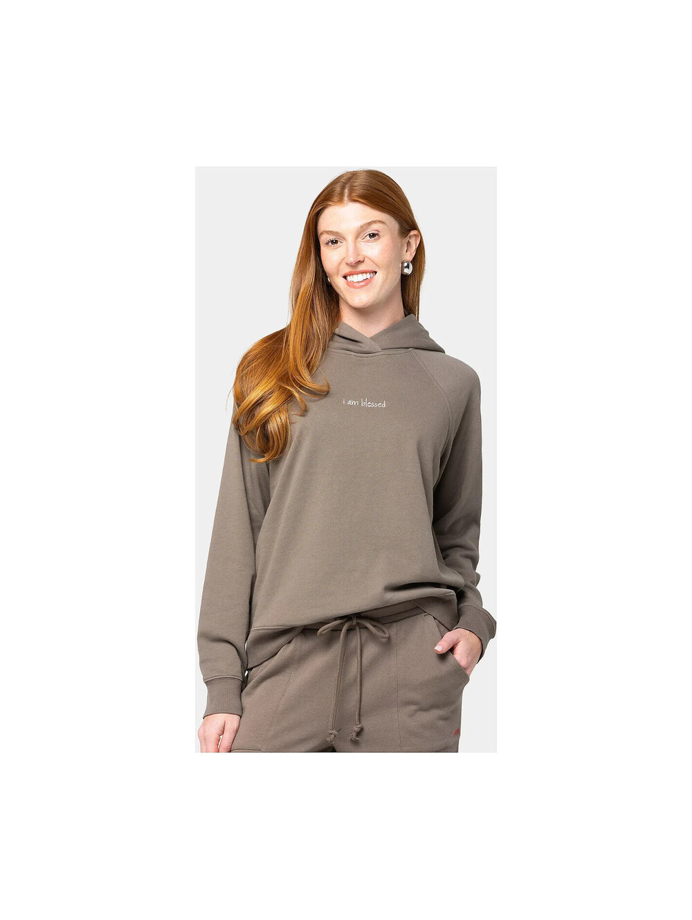 Peace Love World French Terry Affirmation Hoodie Olive Stones X-Small #39E